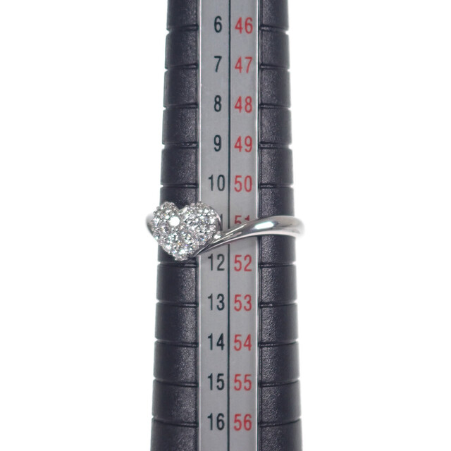 【Aランク】K18WG ハートパヴェ デザイン リング ダイヤモンド 0.28ct ゲージ棒約11号【ISEYA】