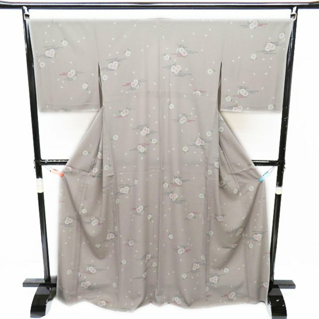 小紋 着物 中古 正絹 単衣 身丈170cm 裄69.5cm L A863-6 レディースの水着/浴衣(着物)の商品写真