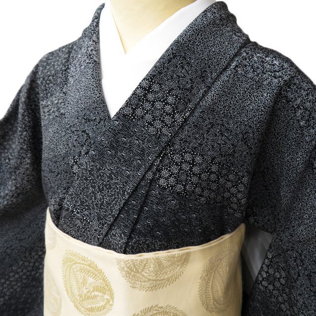 人気No1 江戸小紋 着物 中古 伝統工芸士 金田今朝男 M ワイド A863-2