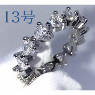新品13号ハートフルエタニティリング指輪高級 5ACZダイヤモンドシルバー(リング(指輪))