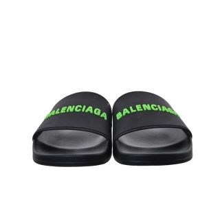 美品 バレンシアガ ロゴ ラバースライドサンダル レディース ピンク 24.5 シャワー BALENCIAGA