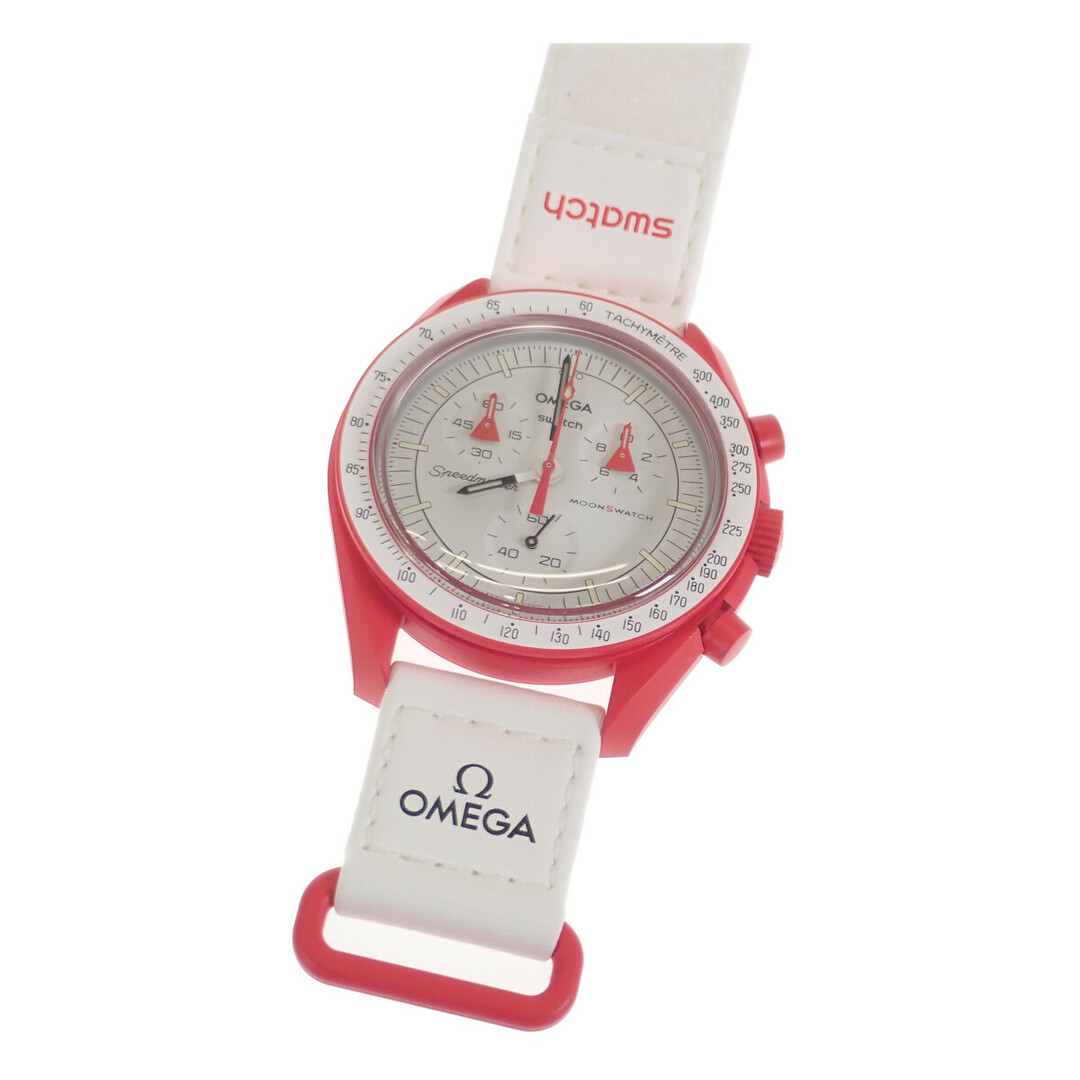 【Sランク】OMEGA×SWATCH オメガ スウォッチ MISSION TO MARS ミッション トゥ マーズ SO33R100 クォーツ ホワイト レッド 火星【ISEYA】約42mmベルト