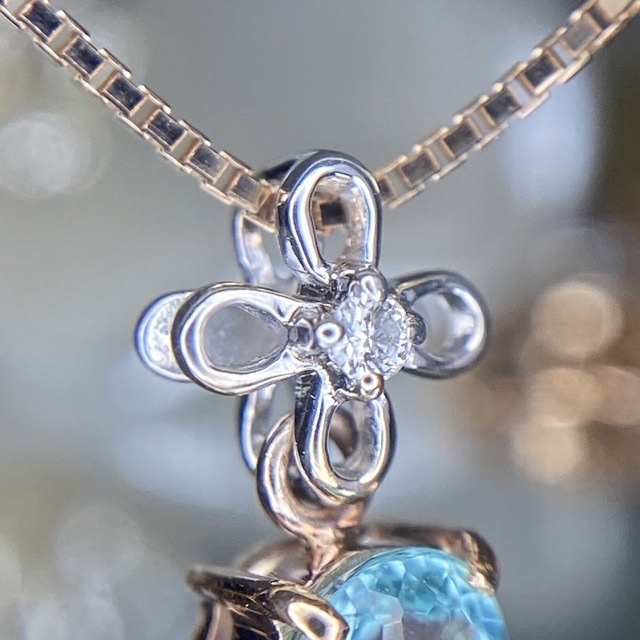 天然パライバトルマリン ダイヤモンド 計0.358ct K18 中央宝石研究所-
