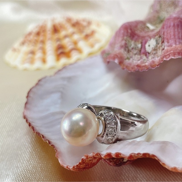 PT900 タサキ　パールダイヤモンドリング　値下げ‼︎ レディースのアクセサリー(リング(指輪))の商品写真