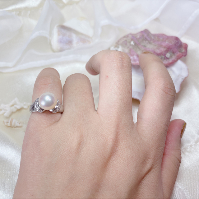 PT900 タサキ　パールダイヤモンドリング　値下げ‼︎ レディースのアクセサリー(リング(指輪))の商品写真