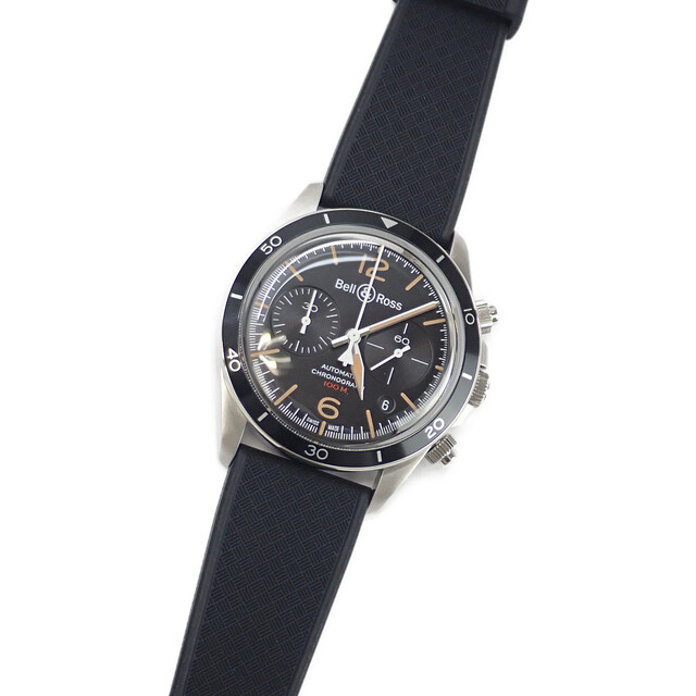 【Sランク】Bell&Ross ベル&ロス BR V2-94 STEEL HERITAGE BRV294-HER-ST/SRB ブラックラバー【ISEYA】