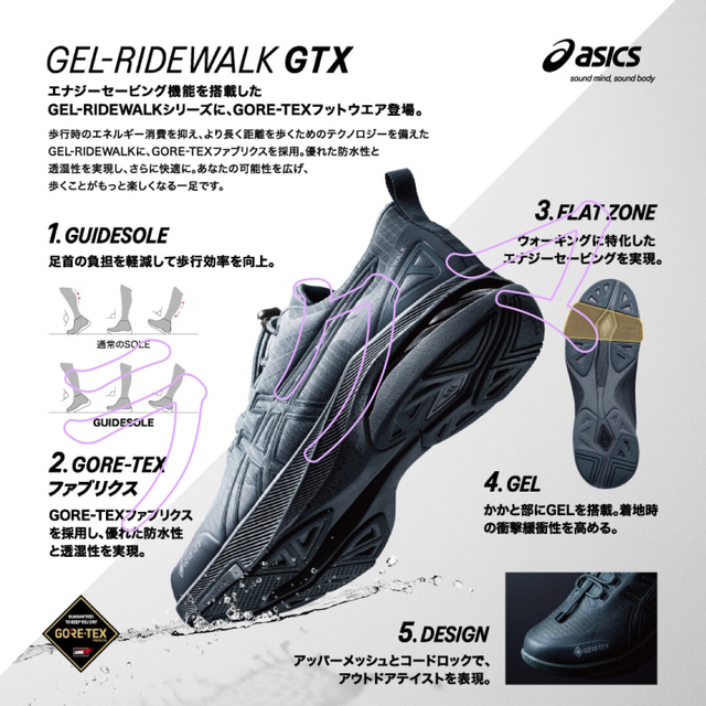 ASICS WALKING(アシックスウォーキング)の匿名配送！箱タグ付き美品22.5cmゲルライドウォークGORE-TEX防水w レディースの靴/シューズ(スニーカー)の商品写真