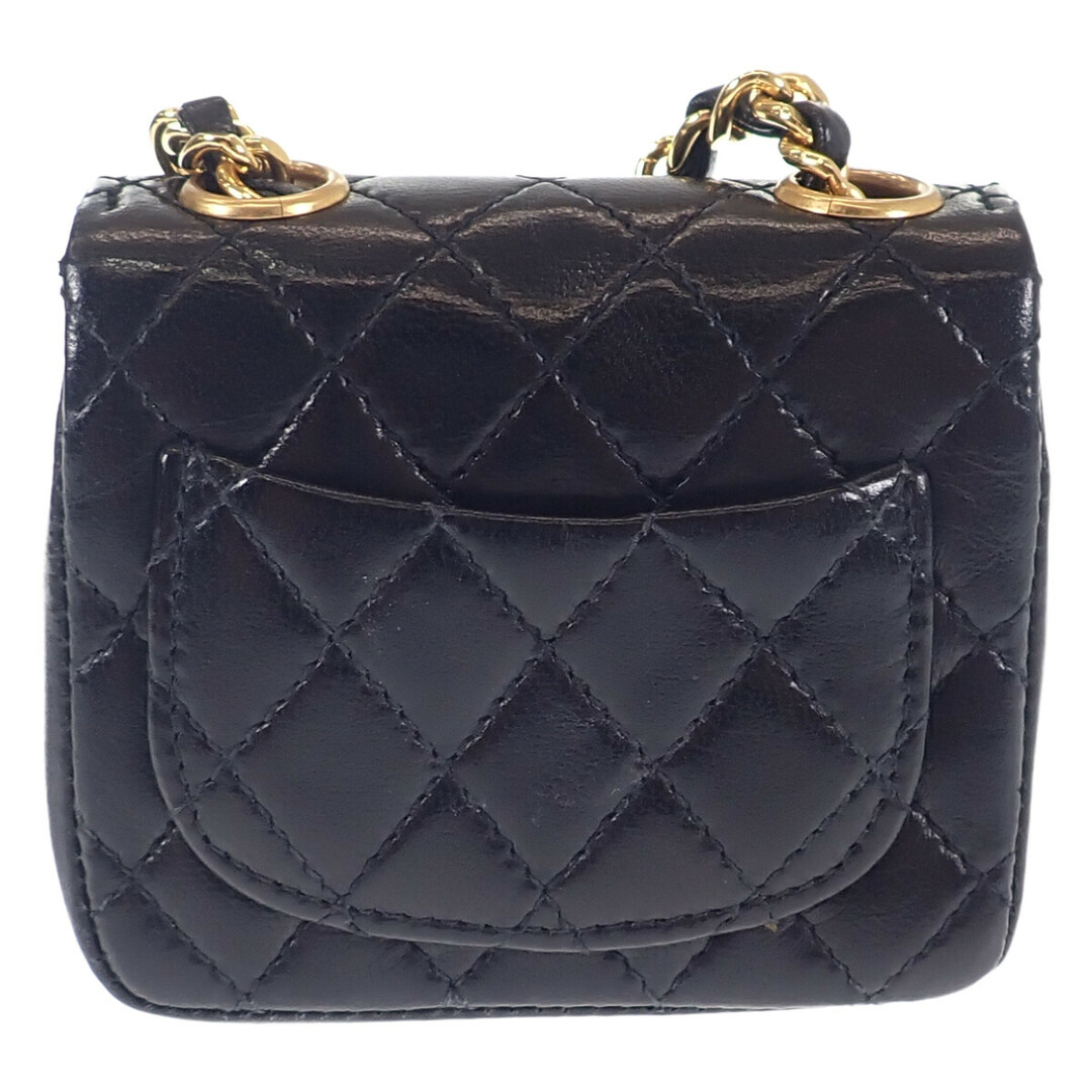 【中古】【ABランク】CHANEL シャネル チャーム付きチェーンベルト マトラッセ ラムスキン ブラック ゴールド金具 【ISEYA】 レディースのファッション小物(ベルト)の商品写真