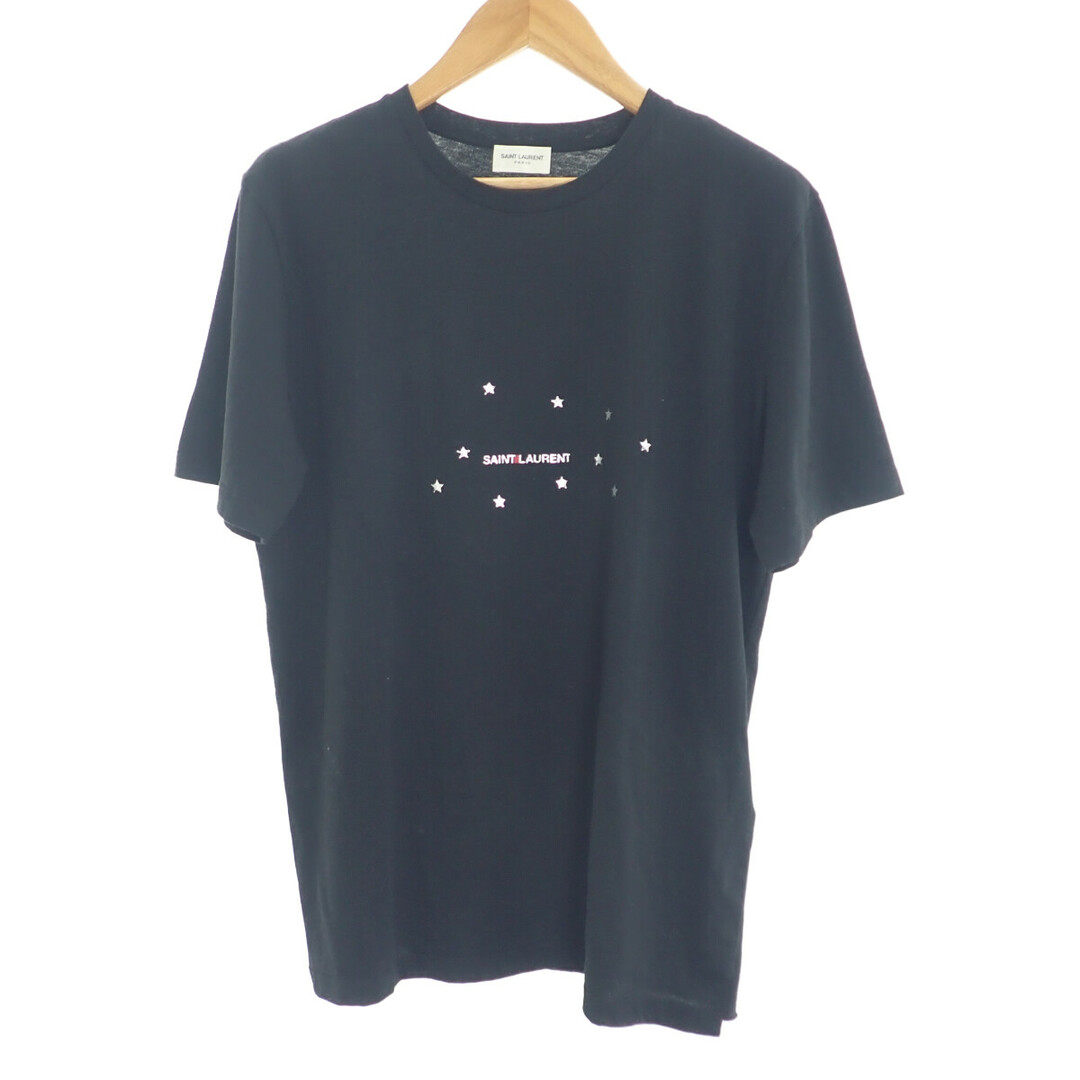 【SAランク】SAINT LAURENT サンローラン ロゴスタープリント Tシャツ トップス 577062 YBJF2 1081 コットン100％ ブラック XSサイズ【ISEYA】