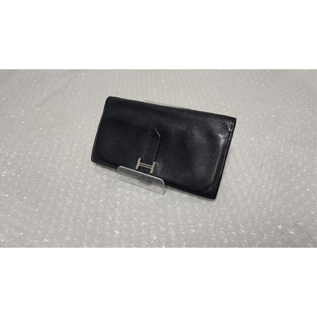 Hermes - 美品 HERMES ベアンスフレ 長財布 折り財布 ブラック 高級