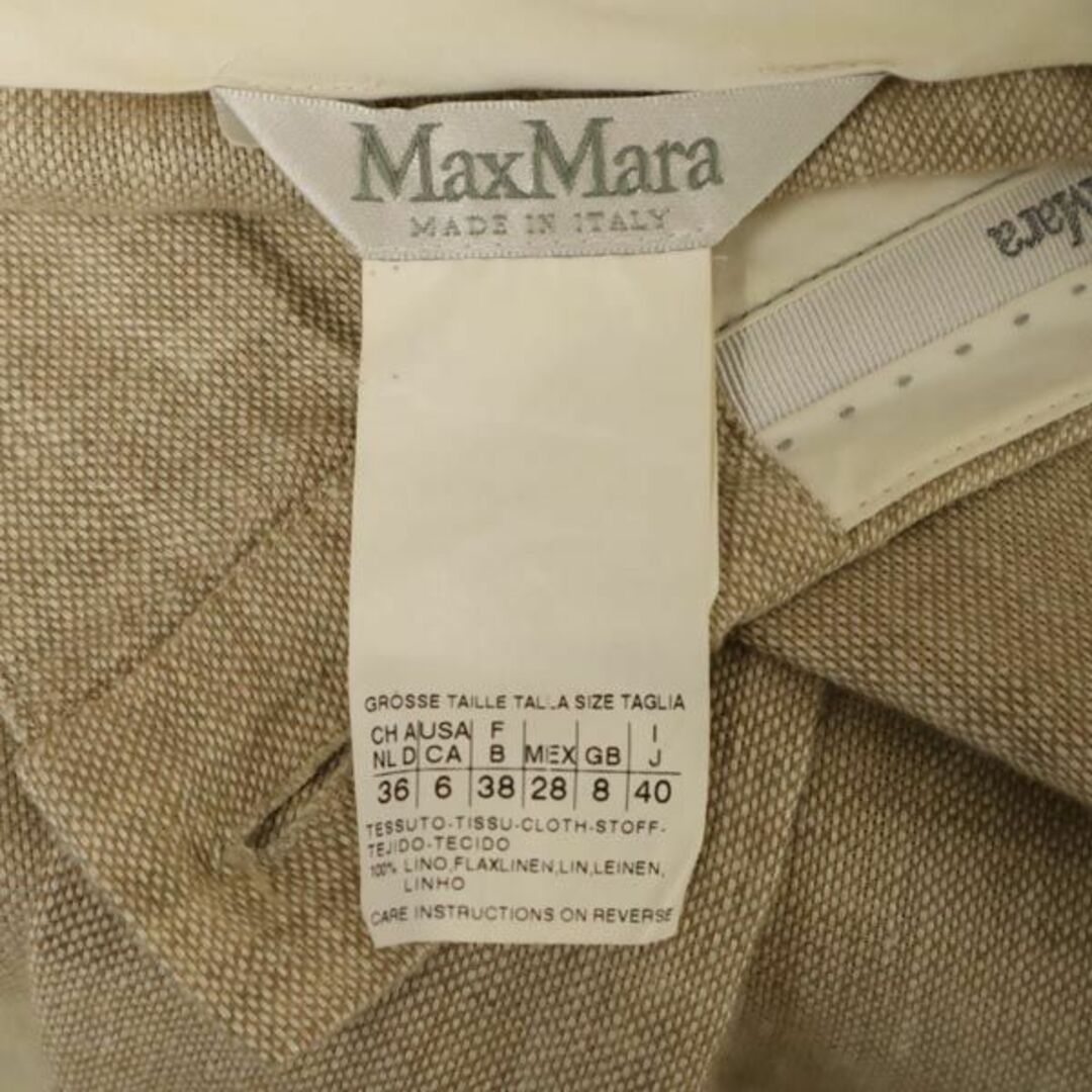 マックスマーラ イタリア製 リネン100％ ロング パンツ 40 ベージュ MAX MARA レディース   【230517】 6