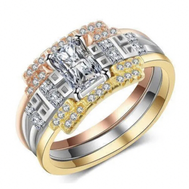 美品 高品質 指輪 3種 重ねリング 指輪 K19