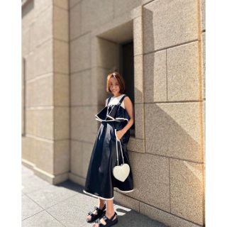 ザラ(ZARA)のロージーモンスター　ジャンパースカート　バイカラー サテンペプラムワンピース(ロングワンピース/マキシワンピース)