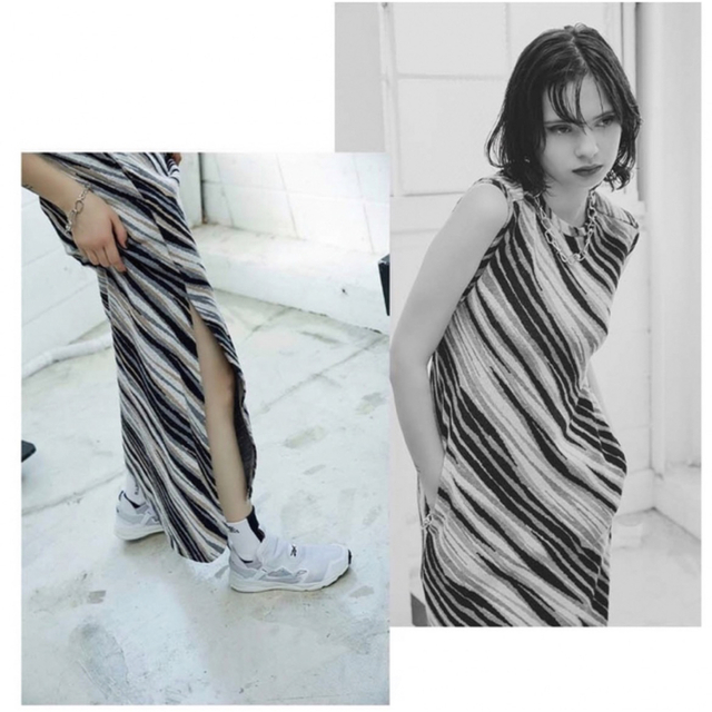 JUEMI(ジュエミ)のjuemi Zebra Knit-sew Dress ブラウン レディースのワンピース(ロングワンピース/マキシワンピース)の商品写真