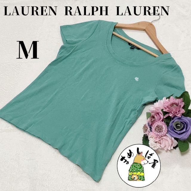 Ralph Lauren(ラルフローレン)のLAUREN RALPH LAUREN【M】半袖トップス　ワンポイントロゴ刺繍 レディースのトップス(Tシャツ(半袖/袖なし))の商品写真