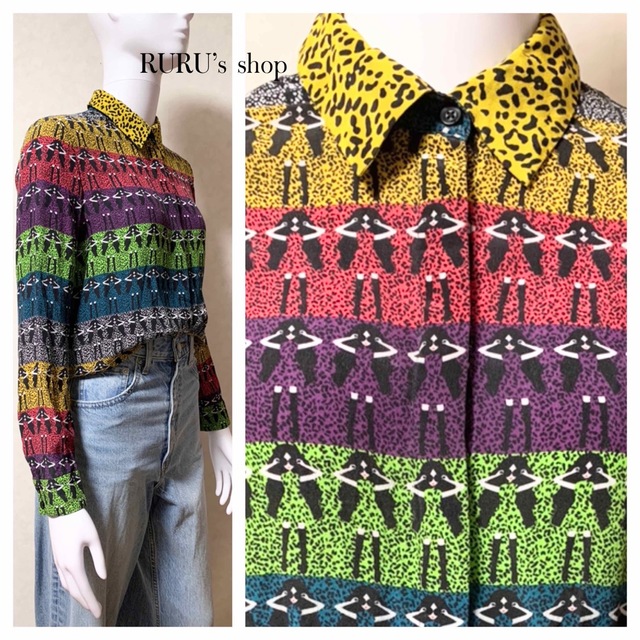 新品 alice+olivia ステイシー×レインボーレオパード シルクブラウス-