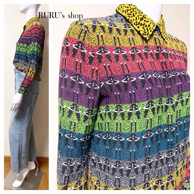 新品 alice+olivia ステイシー×レインボーレオパード シルクブラウス