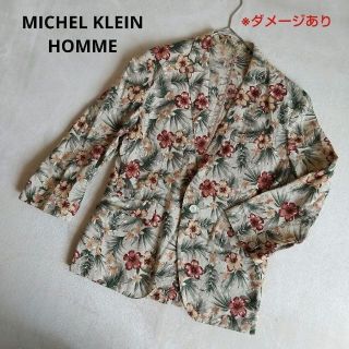 ミッシェルクランオム(MICHEL KLEIN HOMME)のミッシェルクランオム ジャケット ベージュ 花柄 七分袖 ユニセックス(テーラードジャケット)