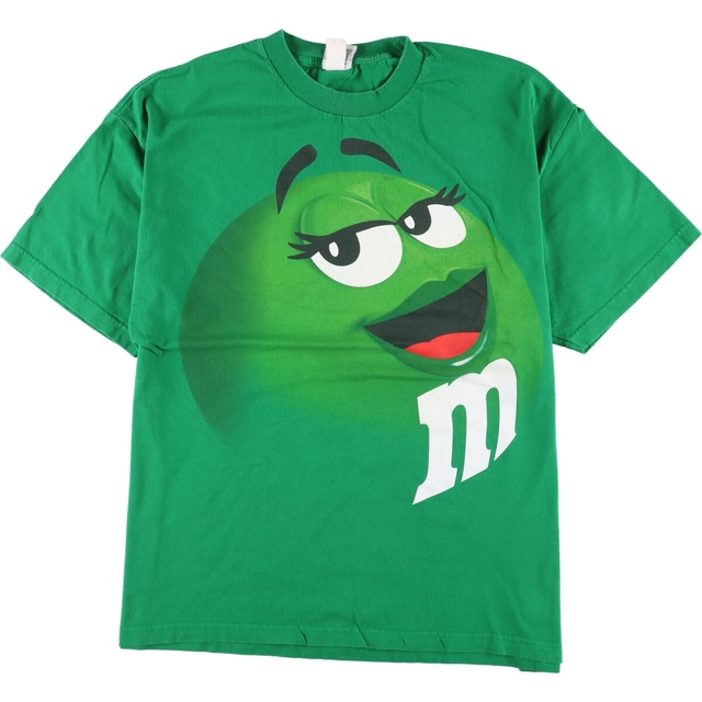 【GILDAN】M&M's キャラクター プリント ルーズ Tシャツ 緑 XL