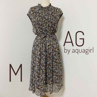 エージーバイアクアガール(AG by aquagirl)のAG by aquagirl ワールド ブラウンベースの花柄ロングワンビース M(ロングワンピース/マキシワンピース)