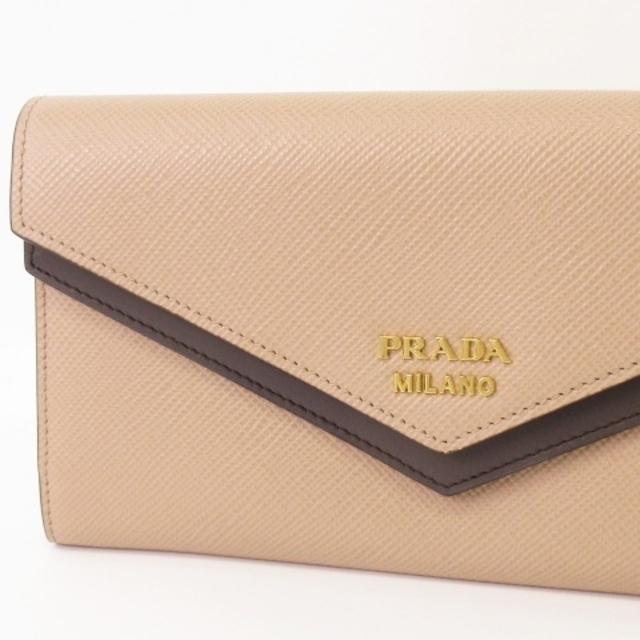 PRADA - プラダ 長財布 ダブルフラップ サフィアーノレザー バイカラー