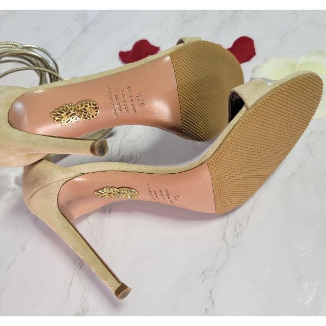 Aquazzura - 美品 Aquazzura ベージュ ツイード ゴールド イタリア製