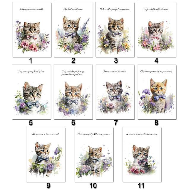 2-猫 水彩画風 ねこちゃん 猫バカ イラスト ポストカード ハガキ 2-猫 水彩画風 ねこちゃん 猫バカ イラスト ポストカード ハガキ