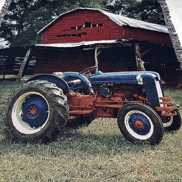 トラクター 農場 マルチカバー ソファーカバー ビンテージラグ 185x134