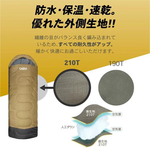 新品2個セット　SAHARA寝袋‐15℃人工ダウンブラックアウトドア用品