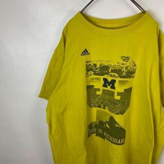 アディダス(adidas)のB870 アディダス　ビッグプリント　バックプリント　 XL 黄色　半袖シャツ(Tシャツ/カットソー(半袖/袖なし))