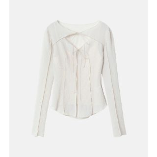 ルシェルブルー(LE CIEL BLEU)のルシェルブルー　Textured Sheer Bow Tops(カットソー(半袖/袖なし))