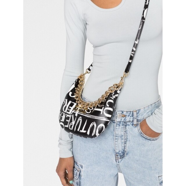 VERSACE JEANS COUTURE ハンドバッグ ブラック ホワイト | www
