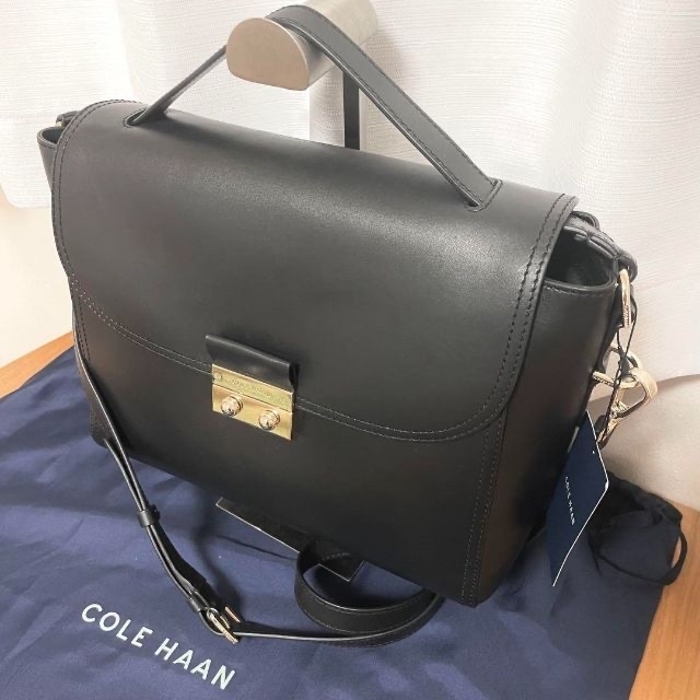 COLE HAAN コールハーン　ハラコ×本革　豹柄　2way　金具　黒ブラック