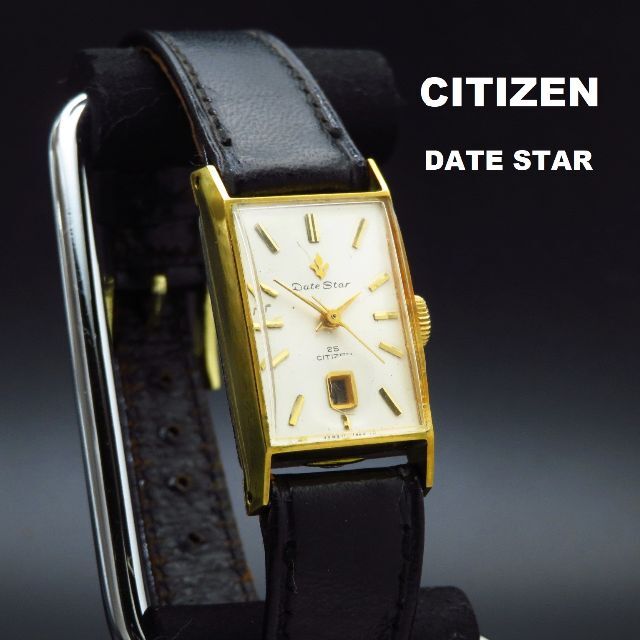 CITIZEN Date Star 手巻き腕時計 25JEWELレクタンギュラー | フリマアプリ ラクマ