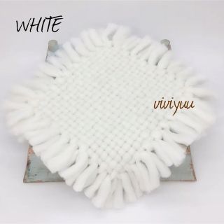 WHITE◆ニューボーンフォト◆編み込み‪‪◆ふわもこ スクエアマット(おくるみ/ブランケット)