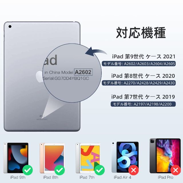 【色: アジサイ】Maledan iPad 第9世代 ケース 2021/2020