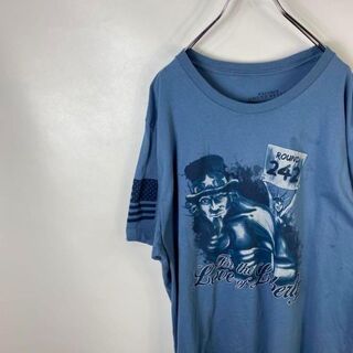 C017 ビッグロゴ　プリントロゴ　2XL ブルー　半袖Tシャツ(Tシャツ/カットソー(半袖/袖なし))
