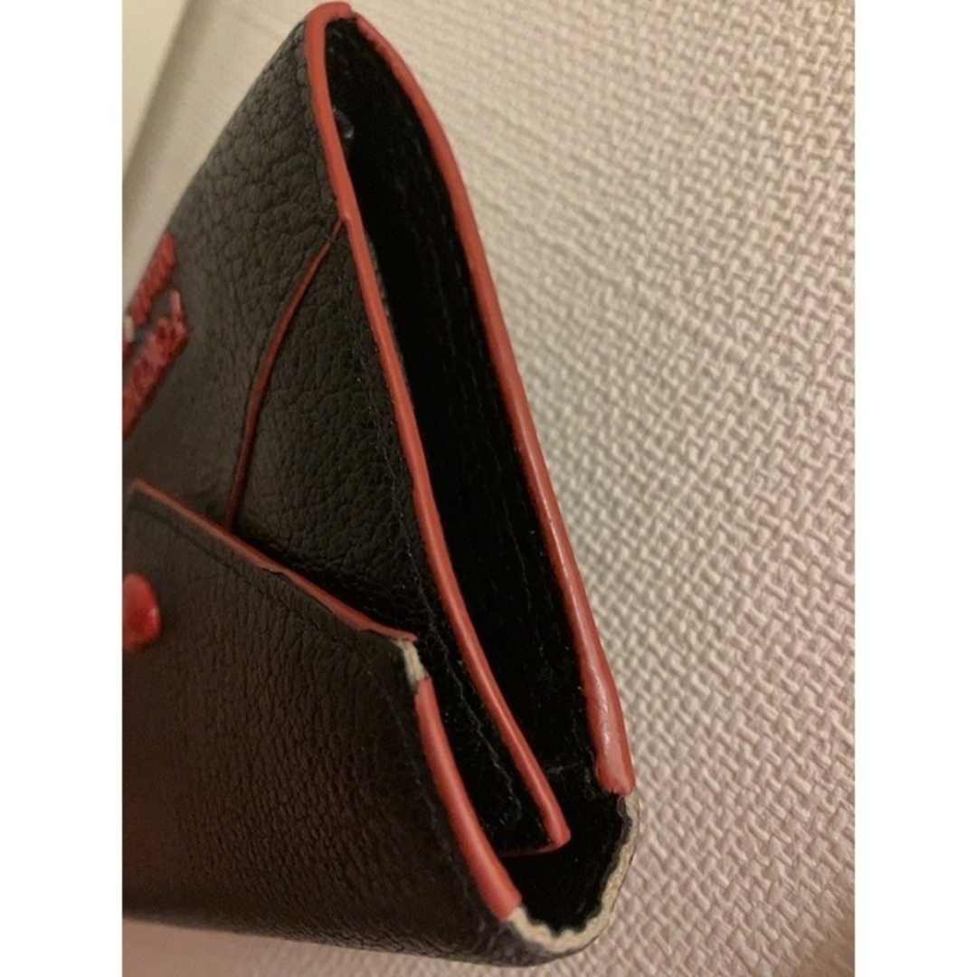 RFID認証✨ミュウミュウ✨三つ折り財布 マドラス ラブレター ハート 革ブルー