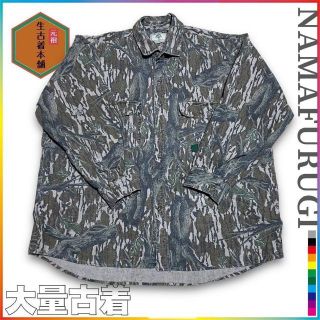 MADE IN USA - SUK 古着 90s USA製  枯葉　ボタニカル　肉厚　ビッグサイズ シャツ