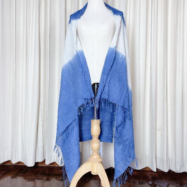 藍染ストール☆インディゴブルー☆海外購入②B レディースのファッション小物(ストール/パシュミナ)の商品写真