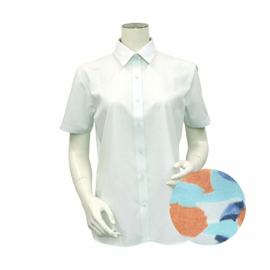 【ライトグリーン】(W)形態安定 レギュラー衿 半袖 レディースシャツ
