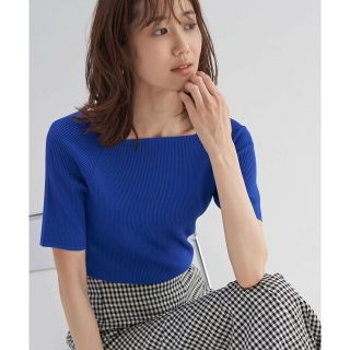 ロペピクニック(Rope' Picnic)の【ブルー（44）】スクエアネックリブニットプルオーバー/UVカット・洗える(ニット/セーター)