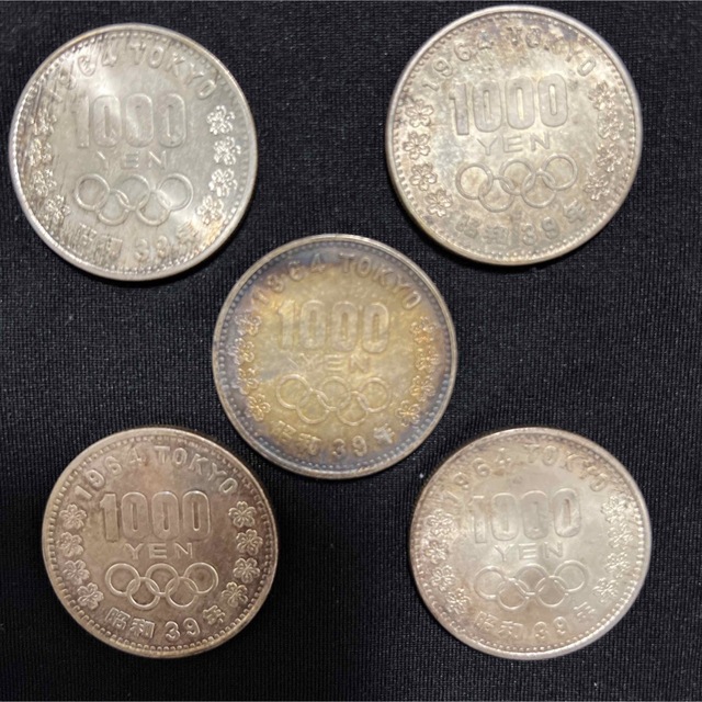 1964年 東京オリンピック記念硬貨 1000円銀貨 5枚 1964年 東京オリンピック記念硬貨 1000円銀貨 5枚