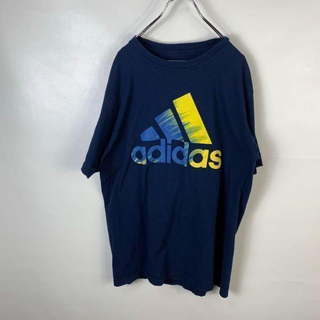 adidas(アディダス)のC185 アディダス　ビッグプリント　プリントロゴ　L ネイビー　半袖Tシャツ メンズのトップス(Tシャツ/カットソー(半袖/袖なし))の商品写真