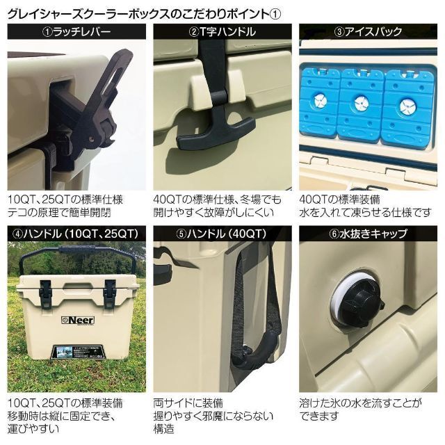 超人気新品 Neer グレイシャーズクーラーボックス 25QT 23.6L オリーブ