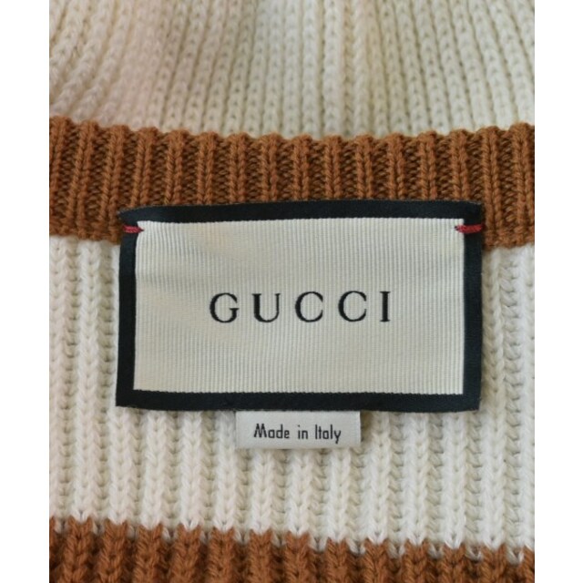 Gucci(グッチ)のGUCCI グッチ ニット・セーター M 茶x白(ボーダー) 【古着】【中古】 レディースのトップス(ニット/セーター)の商品写真