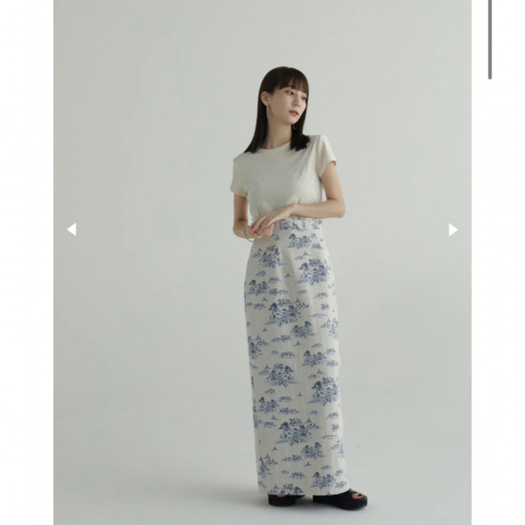 ロングスカートlouren lakeside jacquard pencil skirt