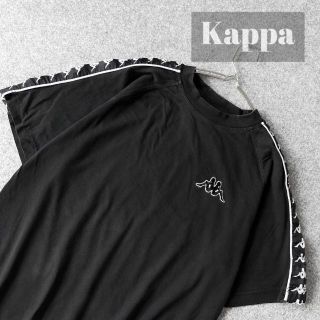 カッパ(Kappa)の【Kappa】カッパ 90s 袖ロゴ テープ ワッペン ラグラン 黒 Tシャツ(Tシャツ/カットソー(半袖/袖なし))