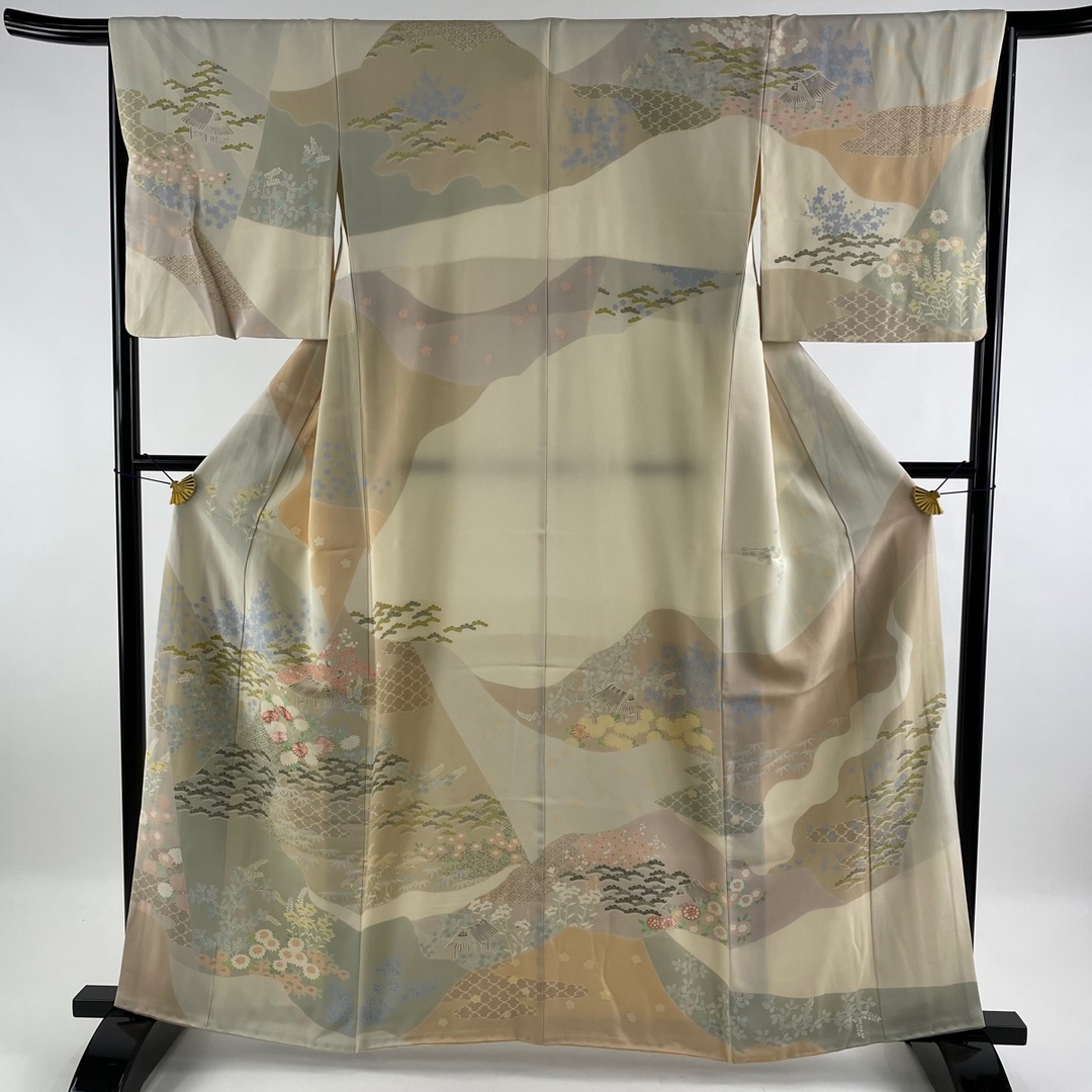 新素材新作 訪問着 美品 逸品 身丈160.5cm 裄丈67cm 正絹 【中古