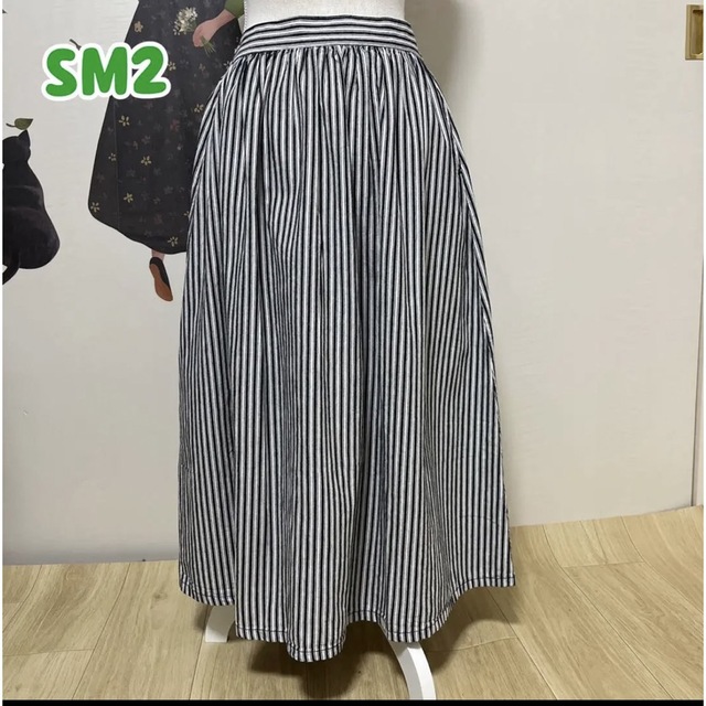 SM2(サマンサモスモス)の∇549 サマンサモスモス 薄黒 ストライプ スカート レディースのスカート(ロングスカート)の商品写真